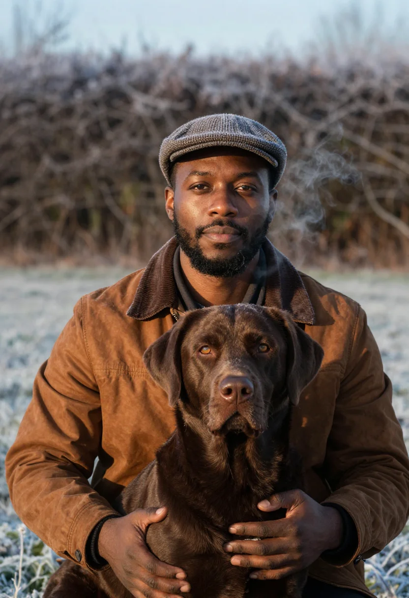 AI chocolate lab brown sample — portrait of a man, head-and-shoulders portrait of a Black ma