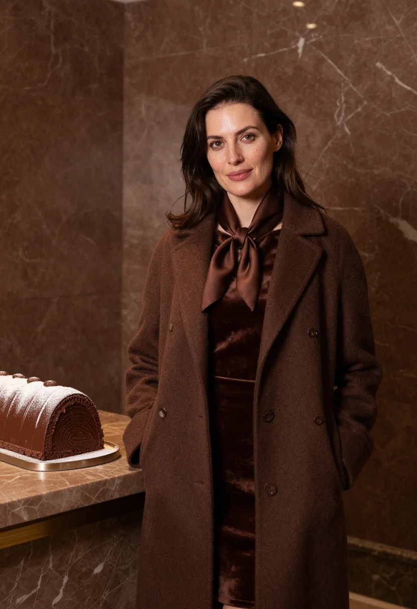 AI chocolate room paris december sample — portrait of a woman, framed half-length, a woman in her fort