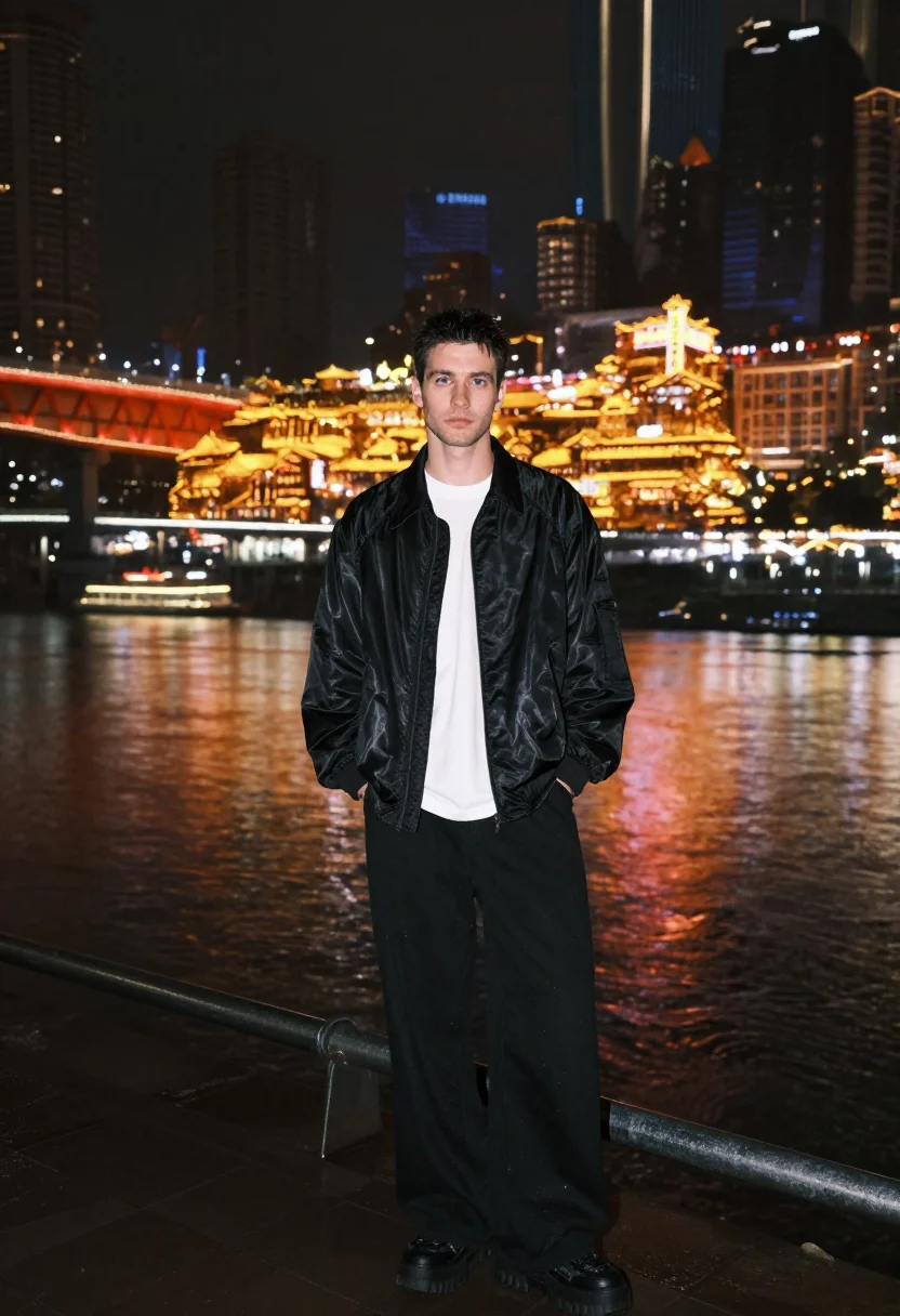 AI chongqing sample — portrait of a traveller, full-length portrait of a Western-E
