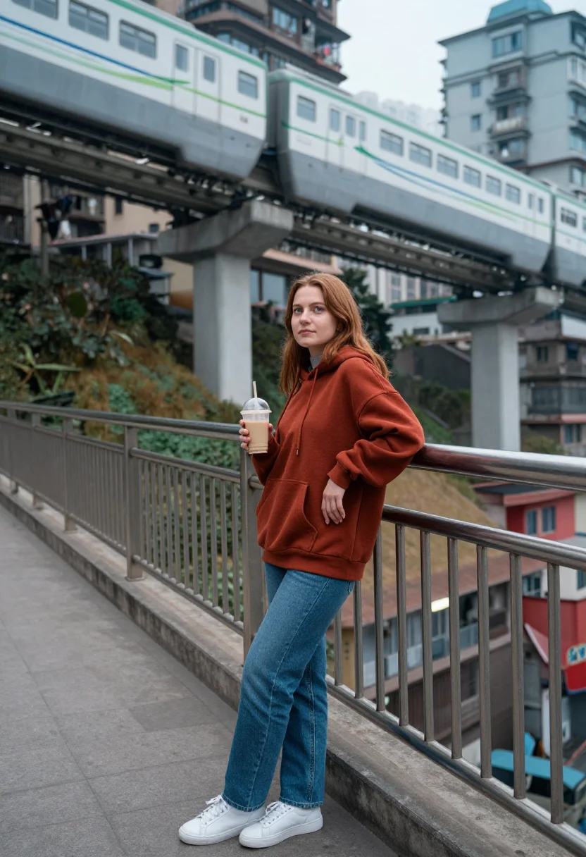AI chongqing sample — portrait of a traveller, full-length portrait of a Western-E