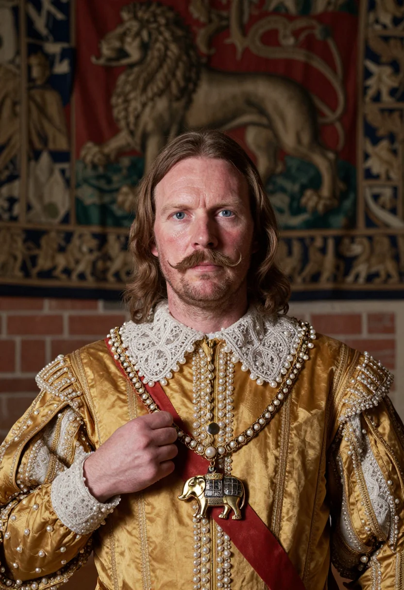 AI christian iv rosenborg sample — portrait of a man, chest-up portrait of a Danish man in his