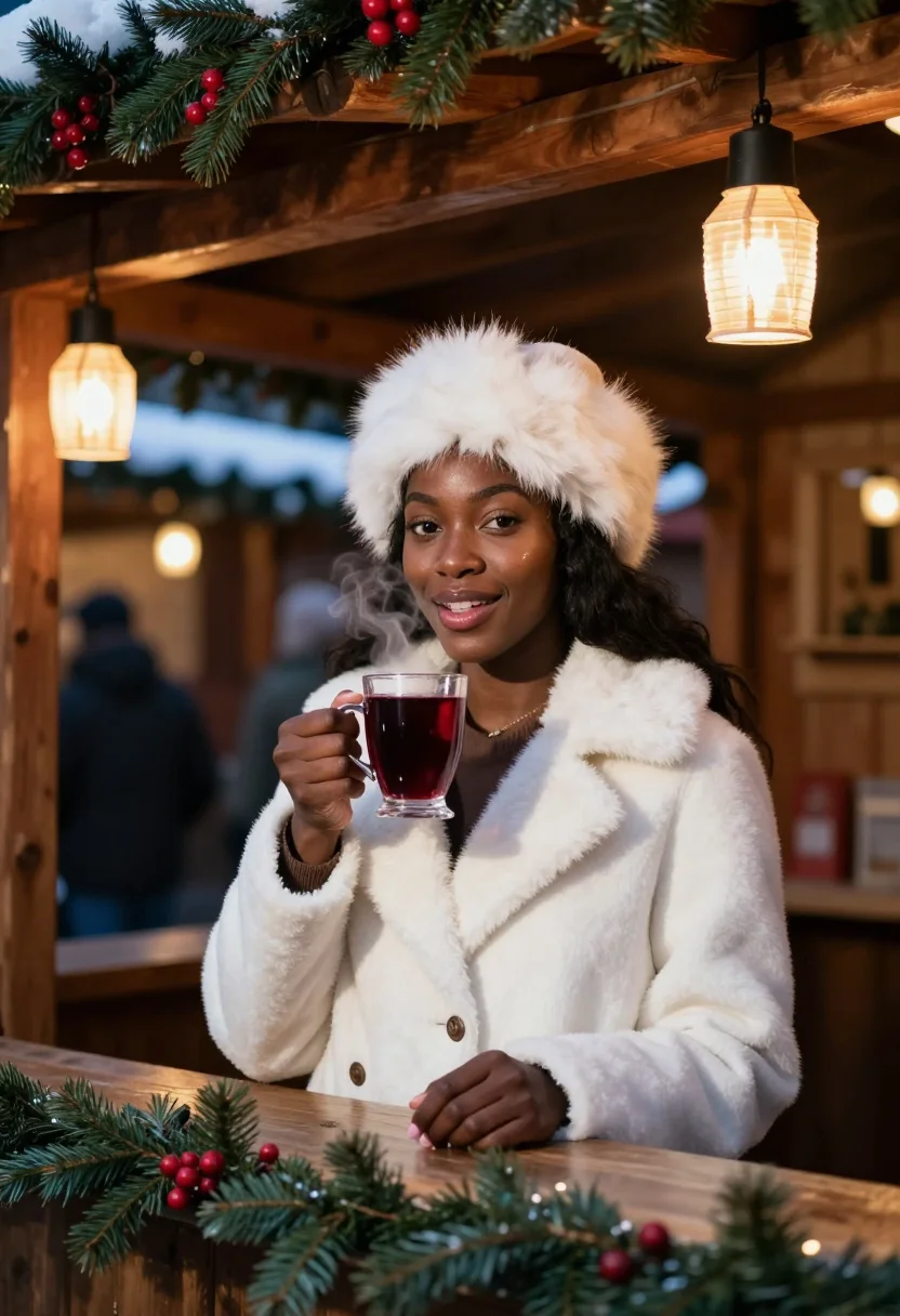 AI christmas in quebec sample — portrait of a woman, half-length portrait of a woman of Blac