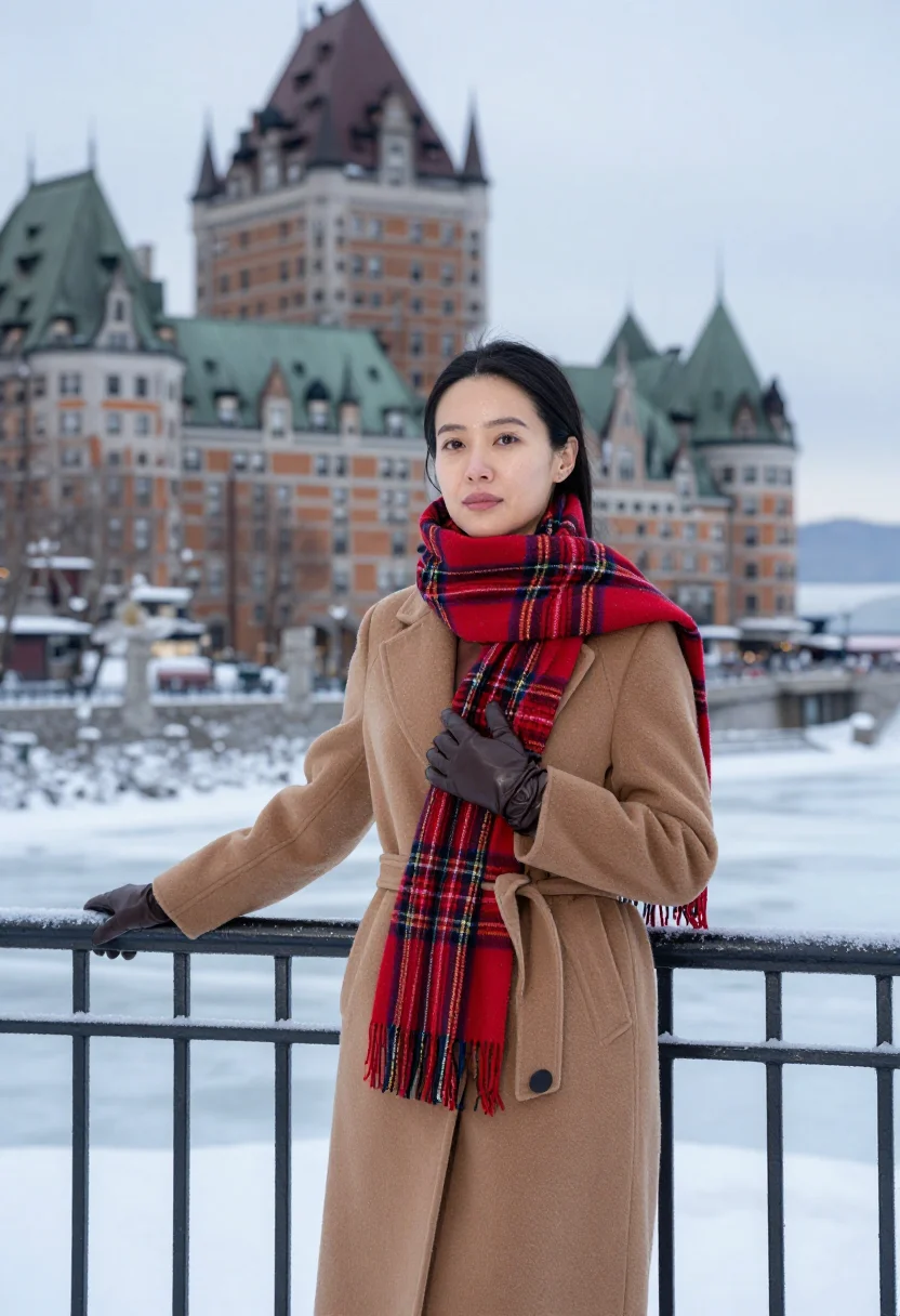 AI christmas in quebec sample — portrait of a woman, three-quarter-length portrait of a woma