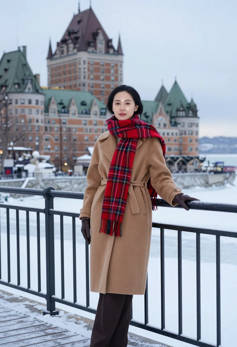 AI christmas in quebec sample — portrait of a woman, full-length portrait of a woman of East