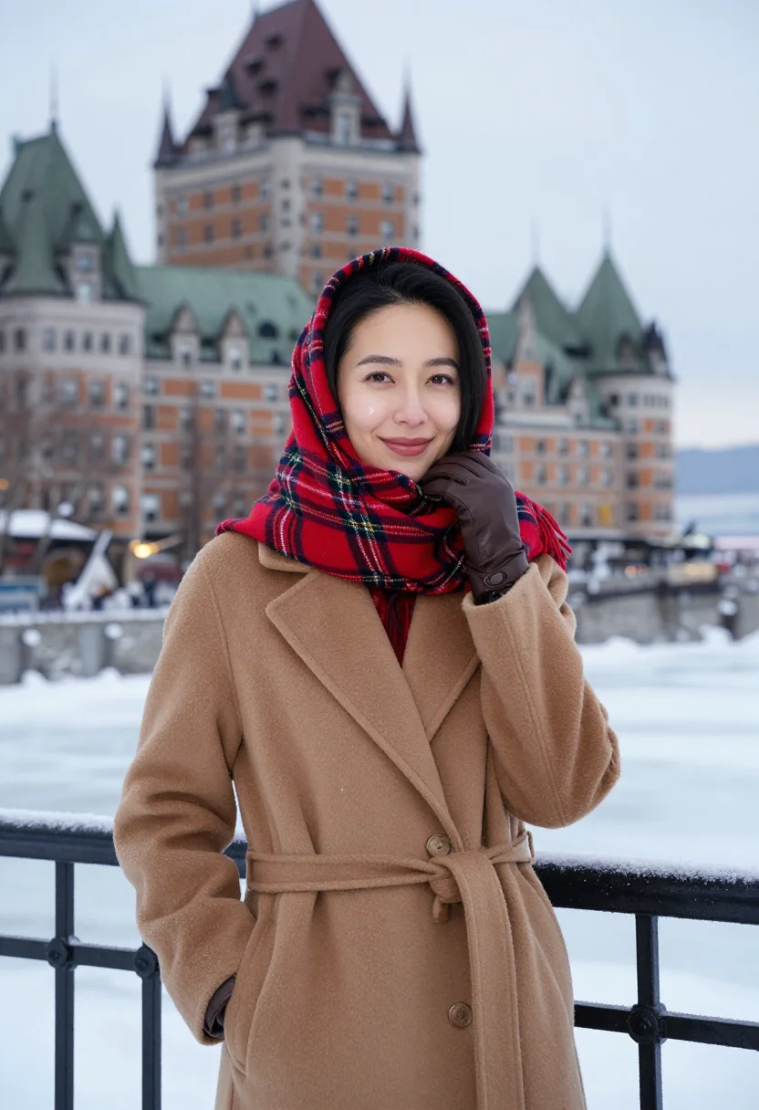 AI christmas in quebec sample — portrait of a woman, close half-length portrait of a woman o