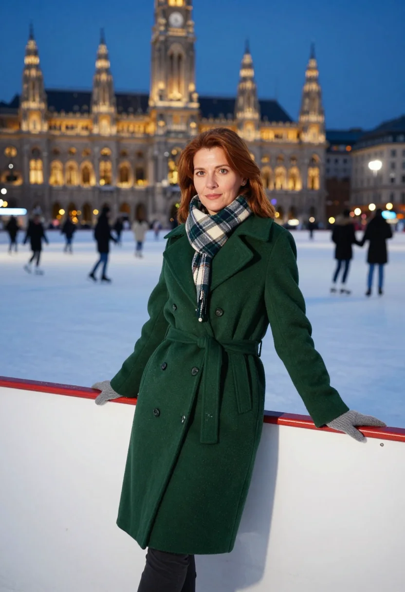 AI christmas in vienna sample — portrait of a woman, waist-up portrait of a Western-European