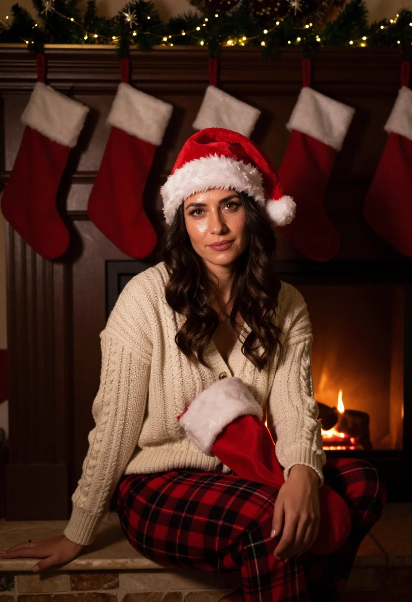 AI christmas morning sample — portrait of a woman, three-quarter-length portrait of a West