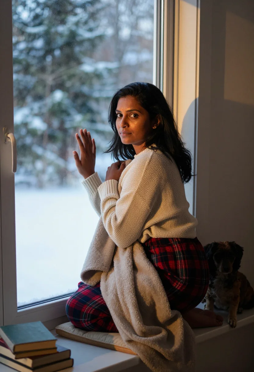AI christmas morning sample — portrait of a woman, three-quarter-length portrait of a Sout