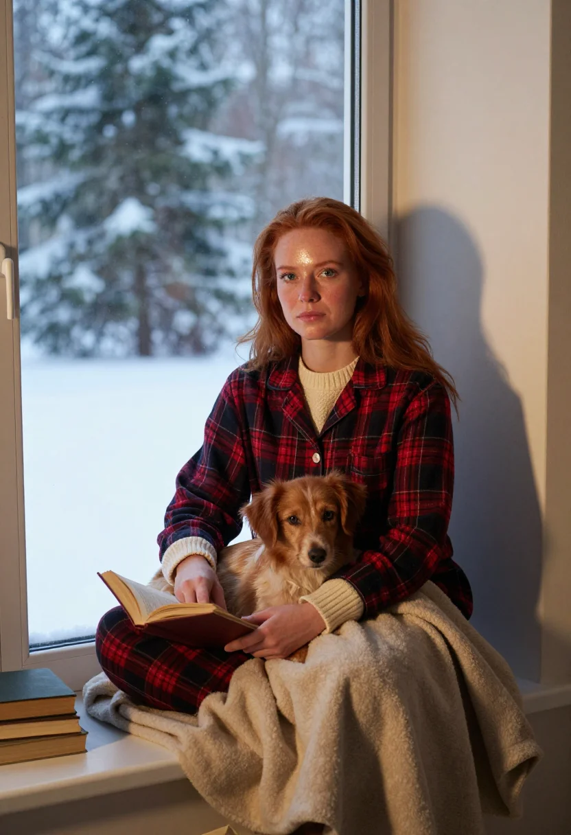 AI christmas morning sample — portrait of a woman, half-length portrait of a Western-Europ