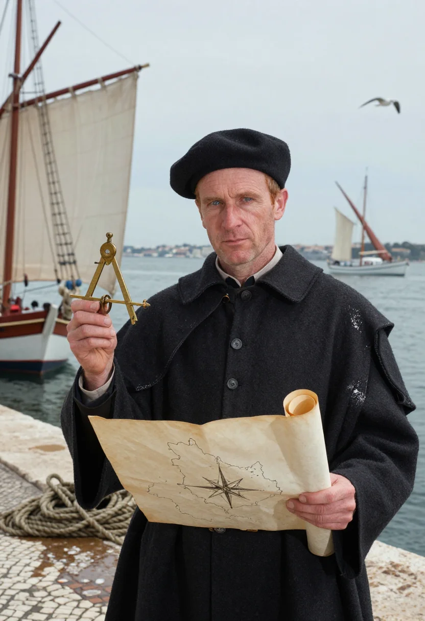 AI christopher columbus sample — portrait of a man, chest-up portrait of a Genoese man in his