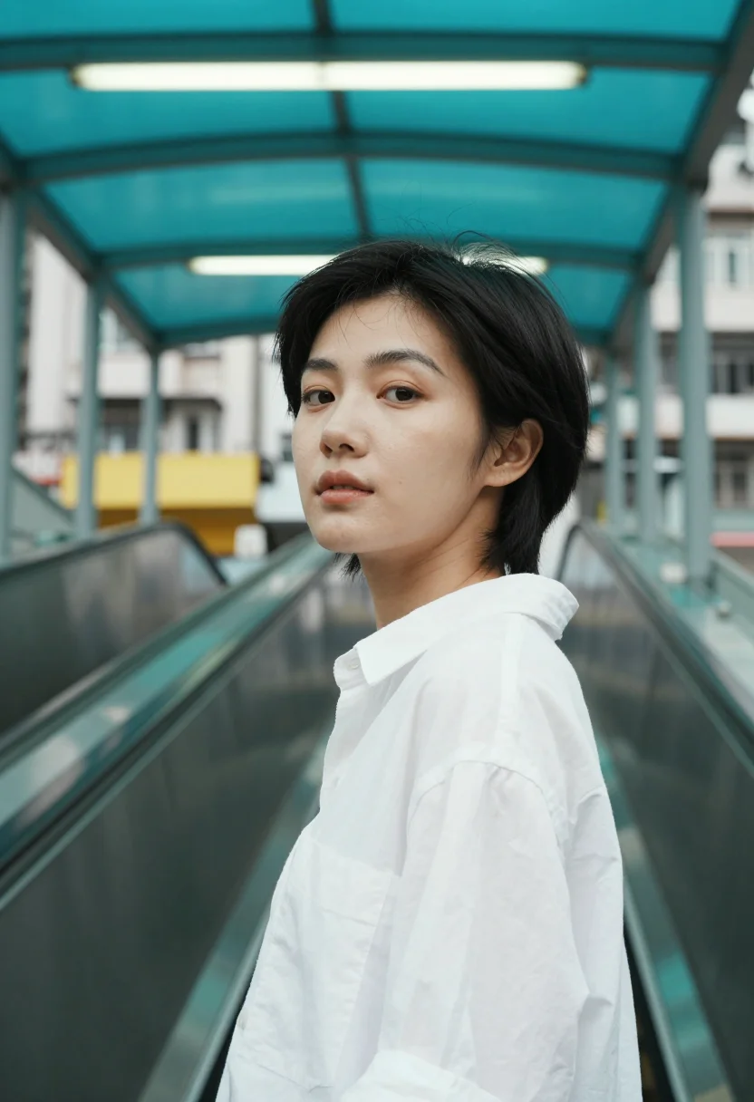 AI chungking express hong kong midnight express pixie sample — portrait of a woman, a Singaporean Chinese woman in her mid-
