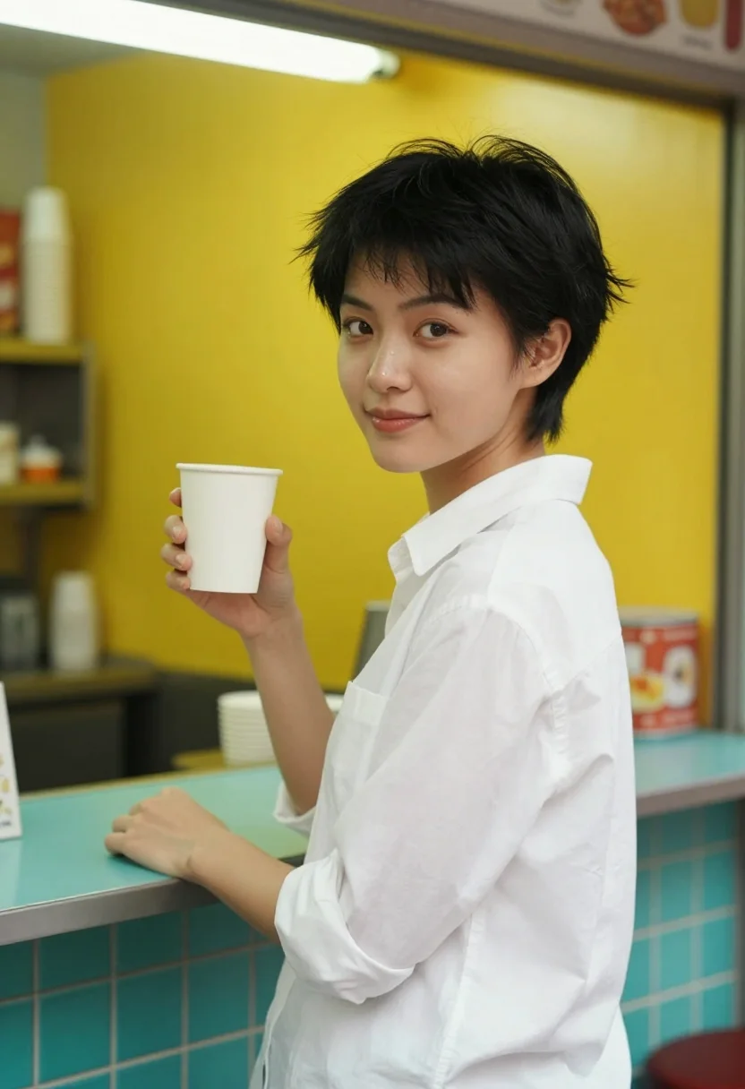 AI chungking express hong kong midnight express pixie sample — portrait of a woman, a Cantonese woman in her late twenties