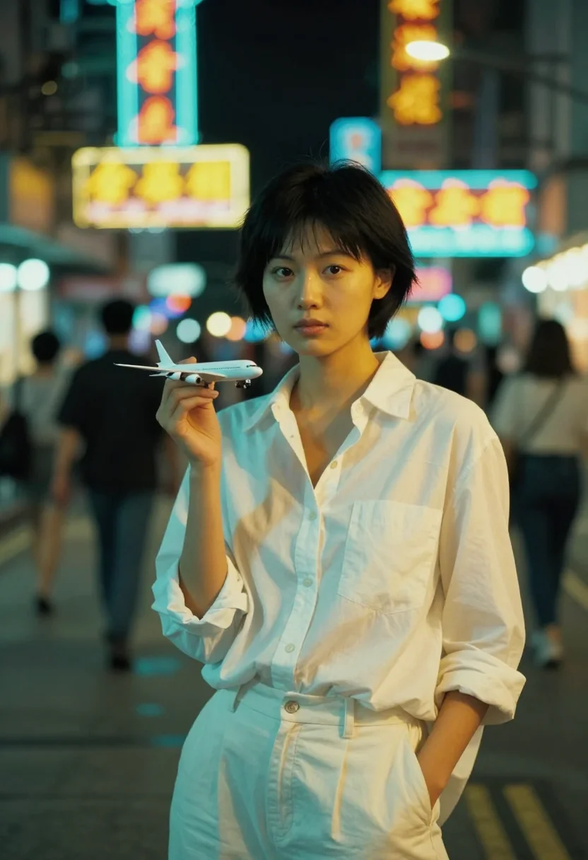 AI chungking express hong kong midnight express pixie sample — portrait of a woman, a Hakka Chinese woman in her early twen