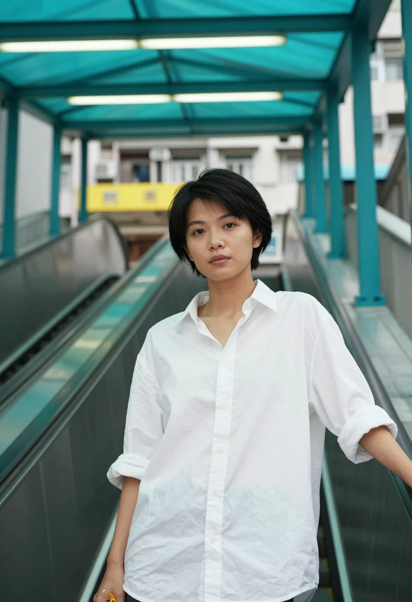 AI chungking express hong kong midnight express pixie sample — portrait of a woman, a Malaysian Chinese woman in her early