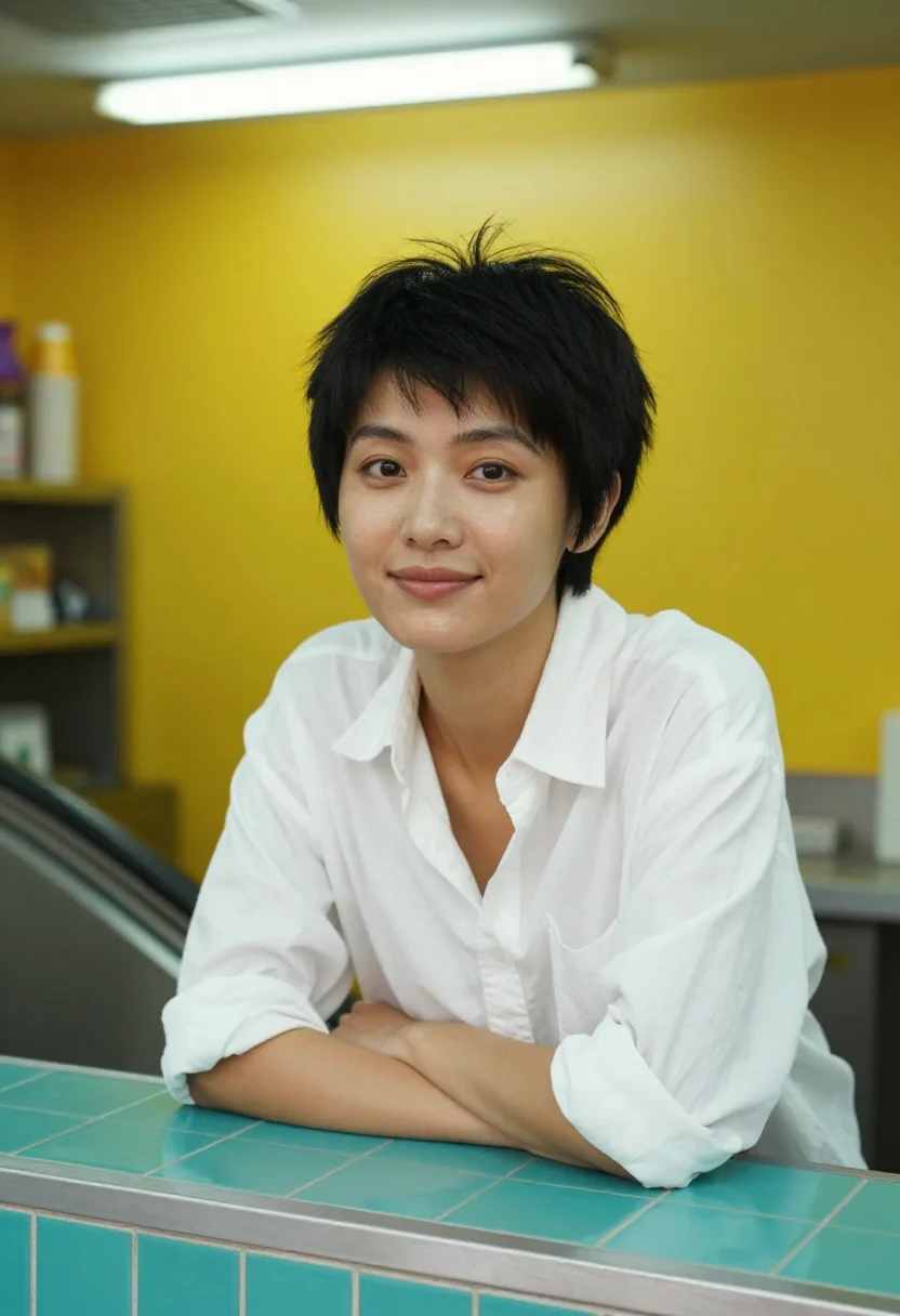 AI chungking express hong kong midnight express pixie sample — portrait of a woman, a Taiwanese woman in her early twenties