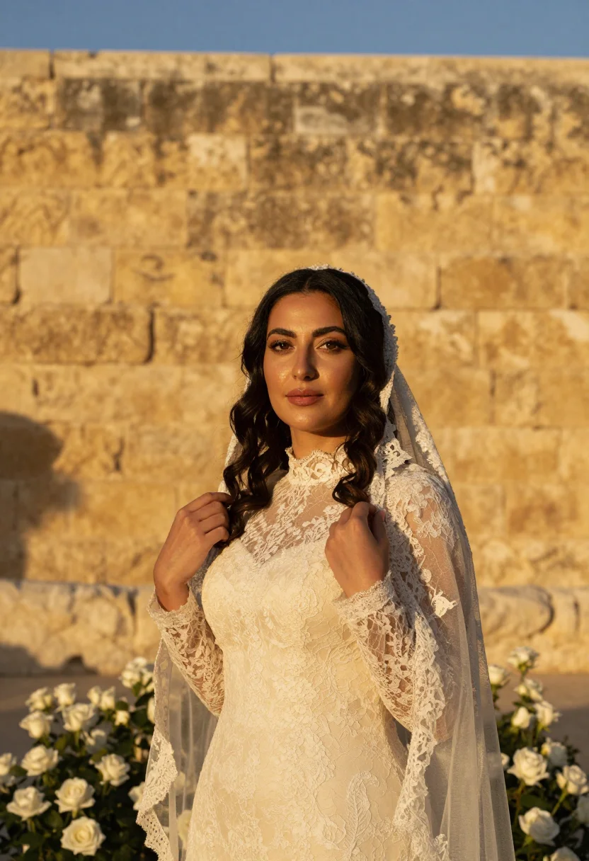 AI chuppah sample — portrait of a woman, chest-up portrait of an Ashkenazi Jewis