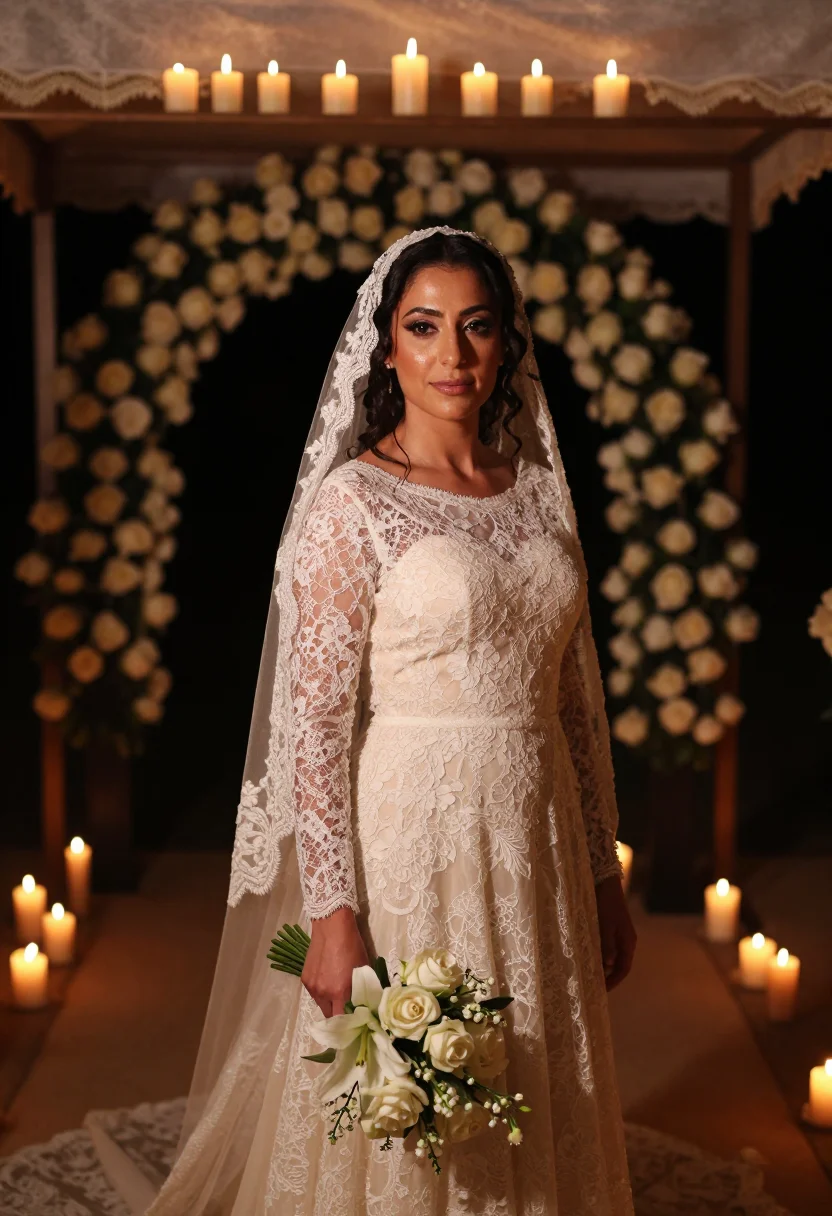 AI chuppah sample — portrait of a woman, chest-up portrait of an Ashkenazi Jewis