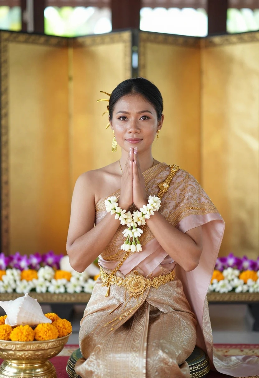 AI chut thai sample — portrait of a woman, chest-up seated portrait of a Thai woma