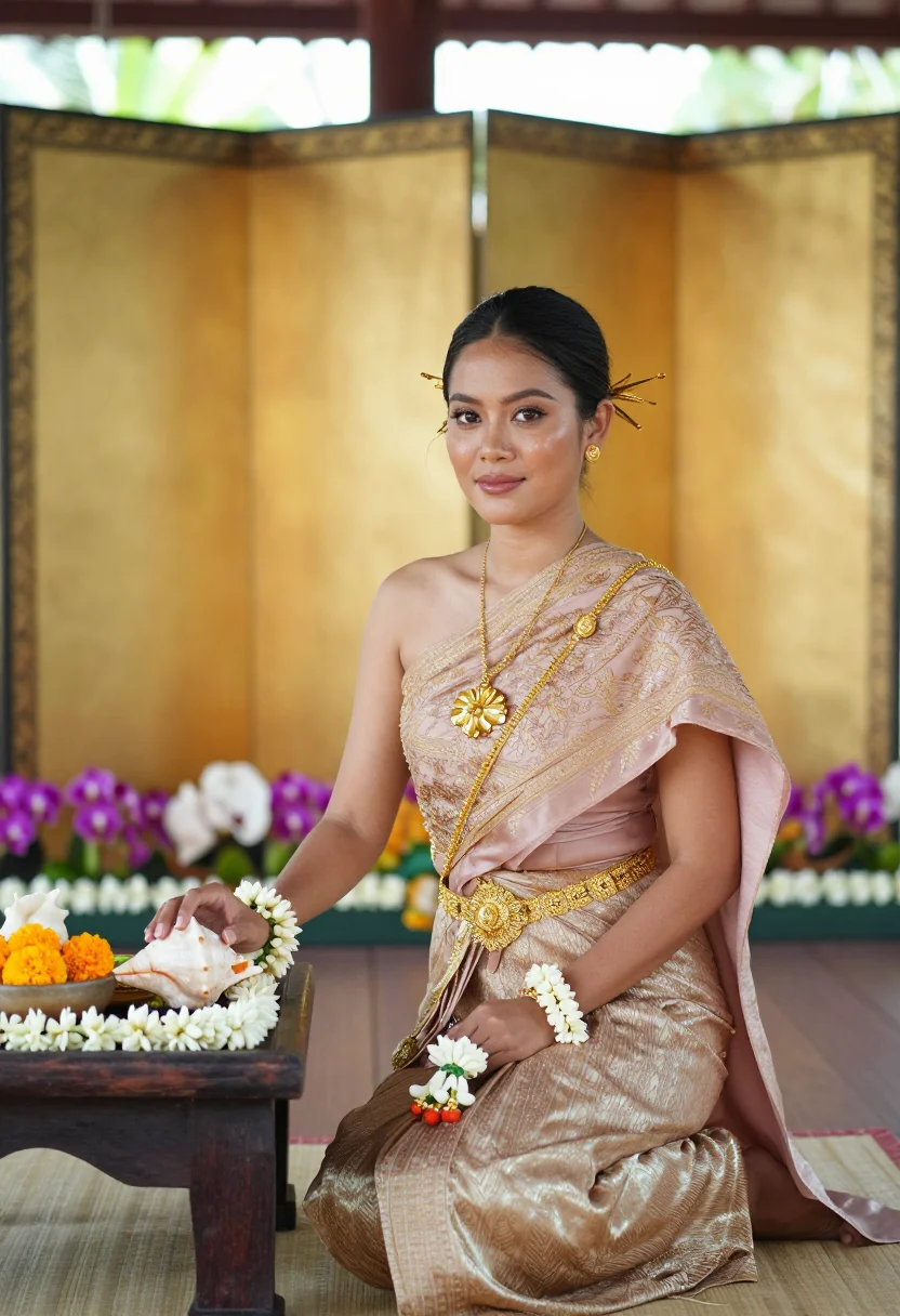 AI chut thai sample — portrait of a woman, three-quarter-length seated portrait of