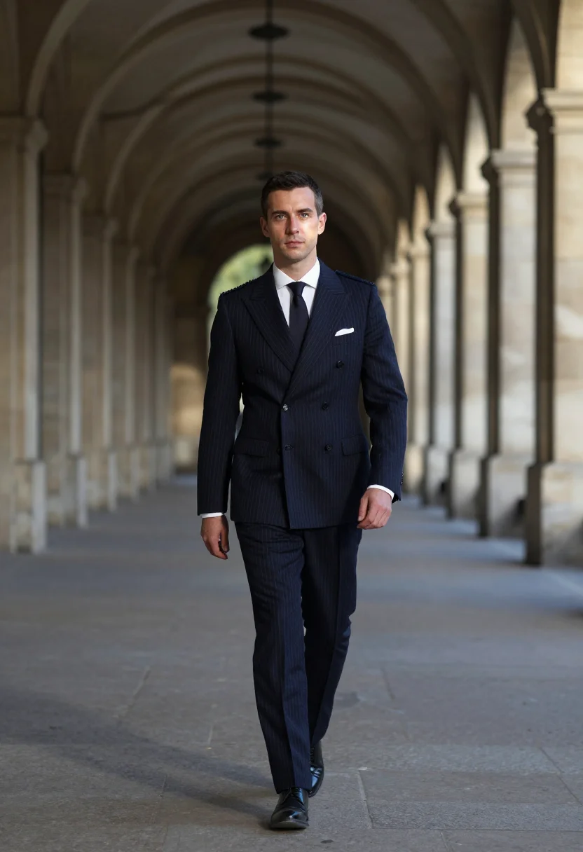 AI cifonelli paris sample — portrait of a man, three-quarter-length portrait of a French