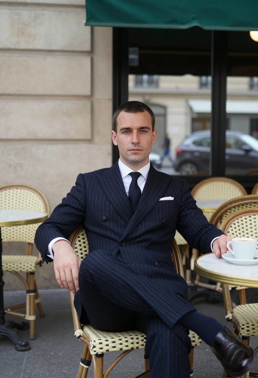 AI cifonelli paris sample — portrait of a man, three-quarter-length portrait of a French