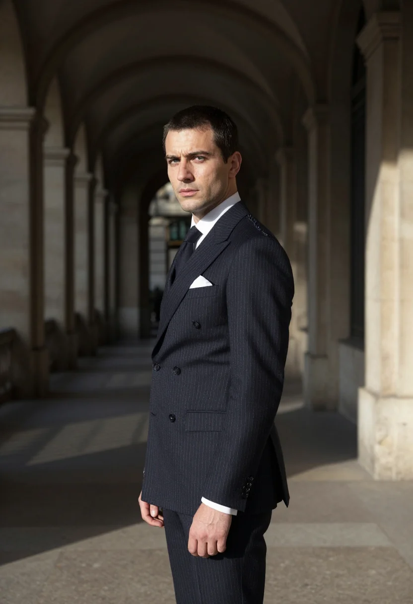 AI cifonelli paris sample — portrait of a man, half-length portrait of a French man in h