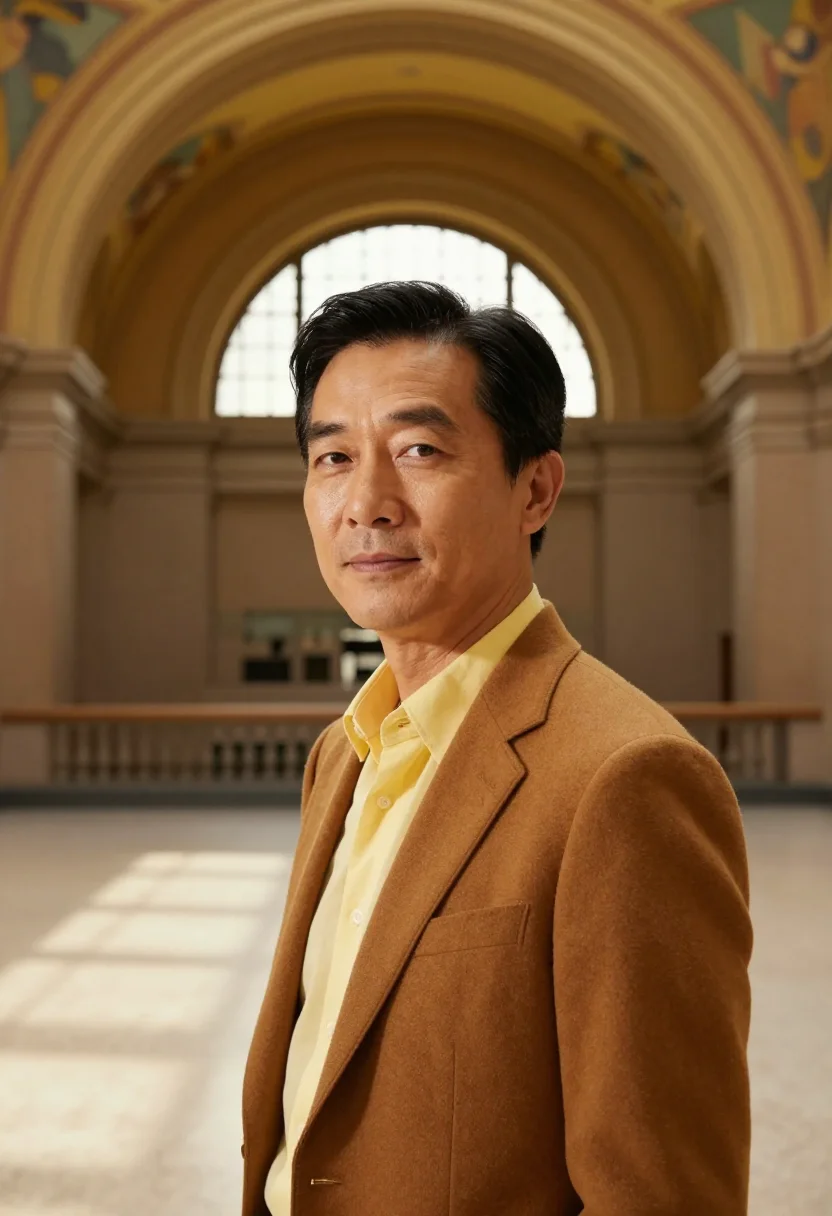 AI cincinnati union terminal executive marigold sample — portrait of a man, framed tight, head and shoulders, the bod