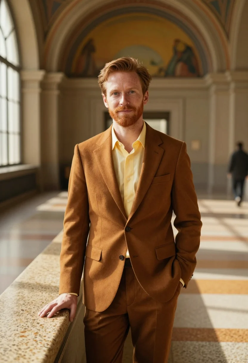AI cincinnati union terminal executive marigold sample — portrait of a man, framed at half-length, cropped at the hip