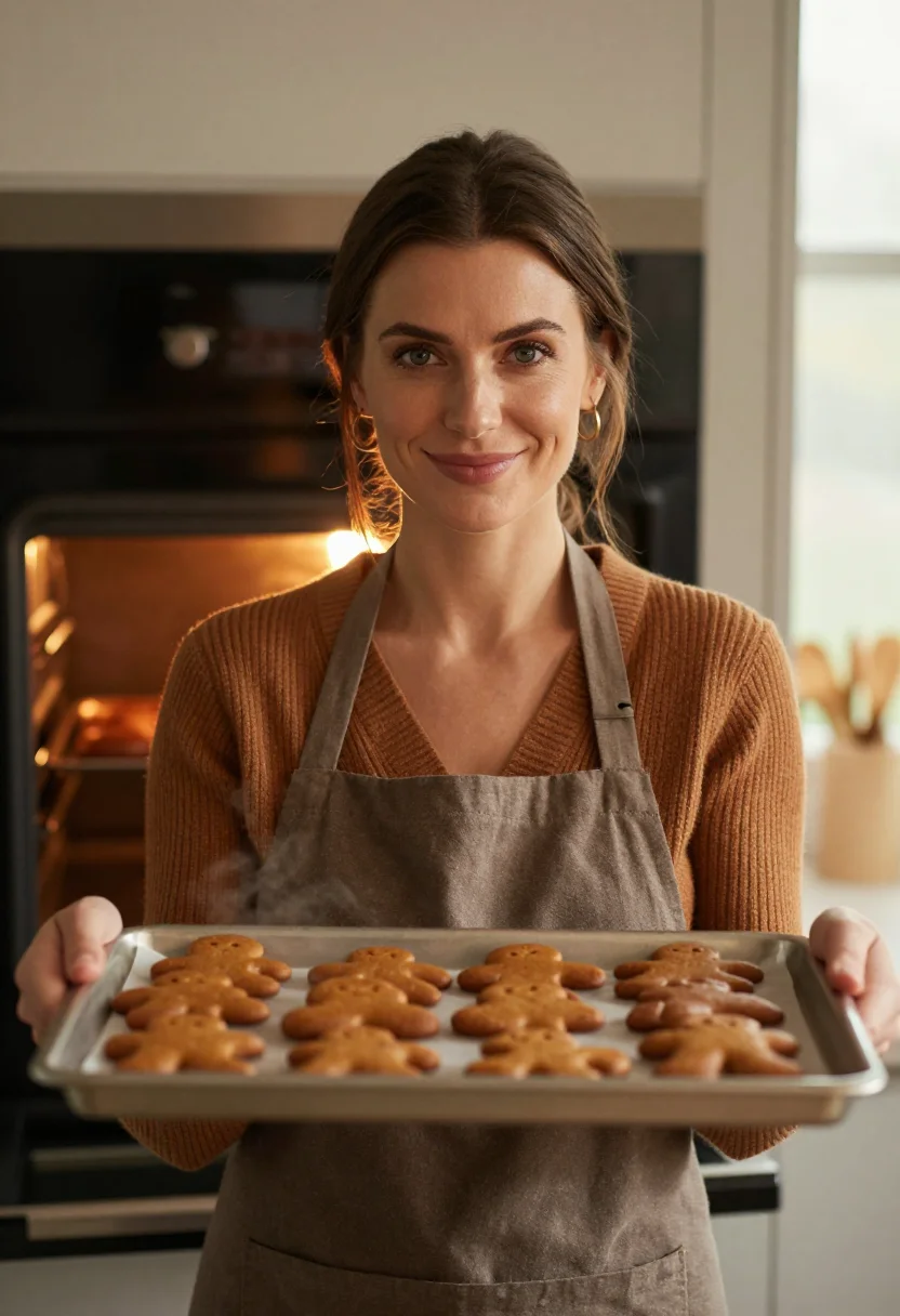 AI cinnamon kitchen brown sample — portrait of a woman, chest-up portrait of a woman in her mid