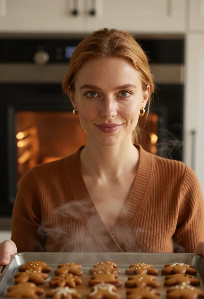 AI cinnamon kitchen brown sample — portrait of a woman, tight head-and-shoulders portrait of a