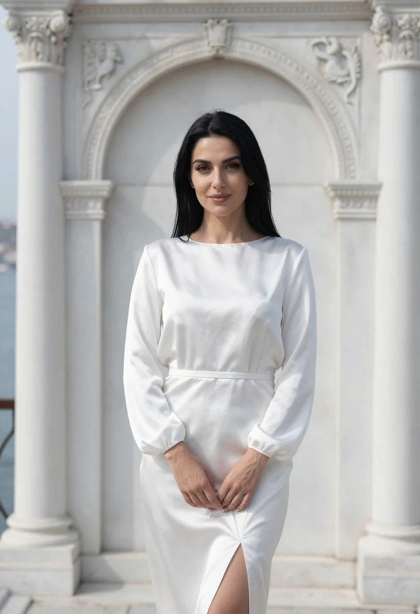 AI ciragan palace bosphorus ottoman white sample — portrait of a woman, a Georgian guest in her mid-thirties wi