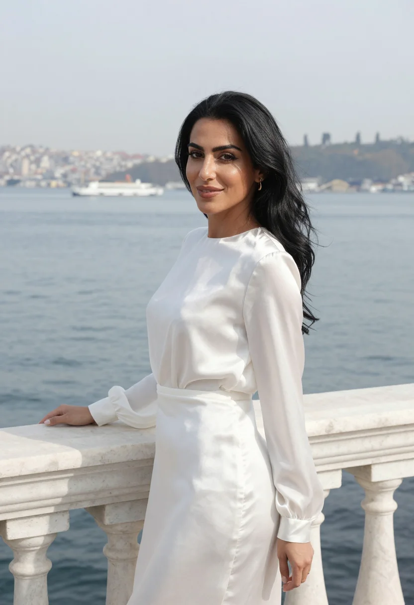 AI ciragan palace bosphorus ottoman white sample — portrait of a woman, a Persian guest in her early thirties w