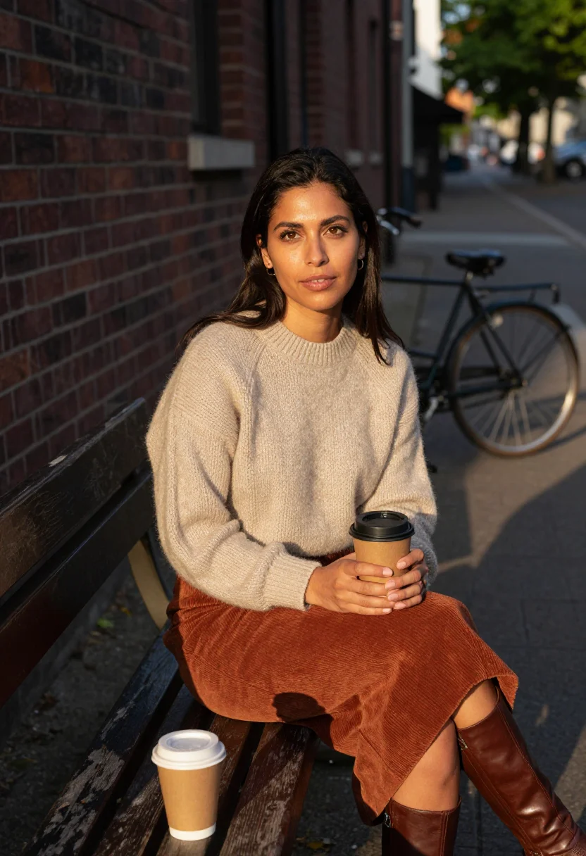 AI city bike sample — portrait of a woman, head-to-hip portrait of a Latin-America