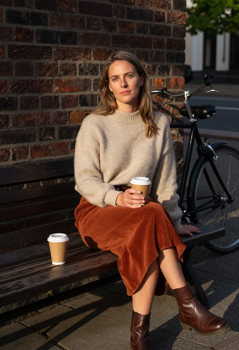 AI city bike sample — portrait of a woman, portrait from the knee up of a Western-