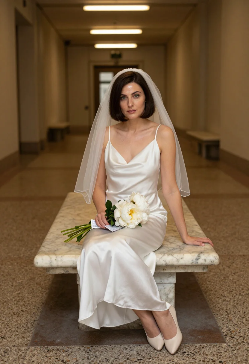 AI city hall bride sample — portrait of a woman, full-length portrait of a Western-Europ