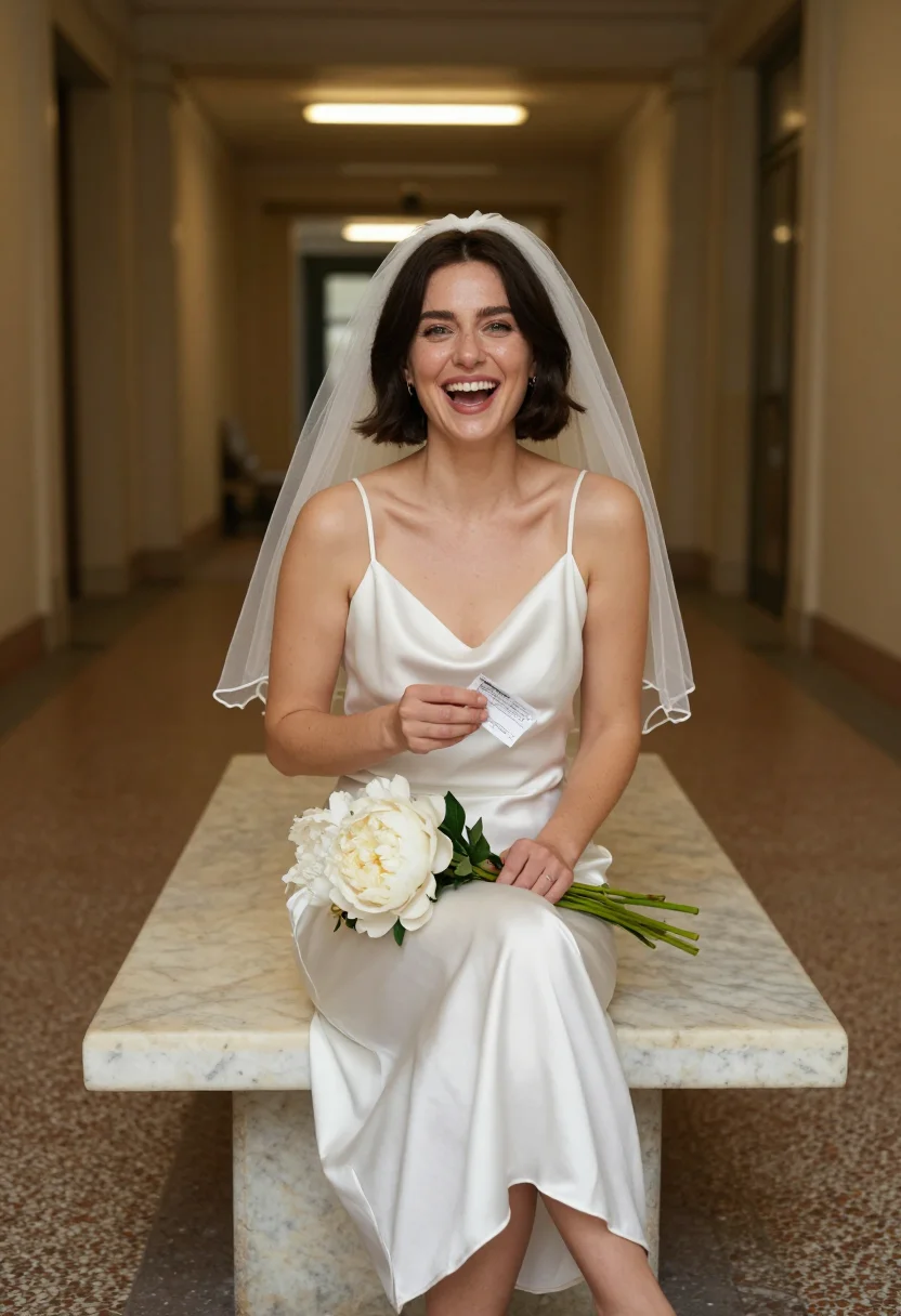 AI city hall bride sample — portrait of a woman, half-length portrait of a Western-Europ