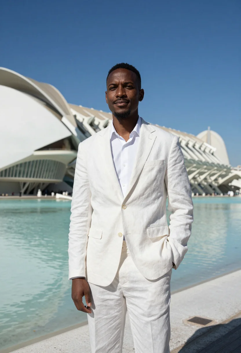 AI ciutat arts engineer white mosaic sample — portrait of a man, an engineer of West-African descent in hi