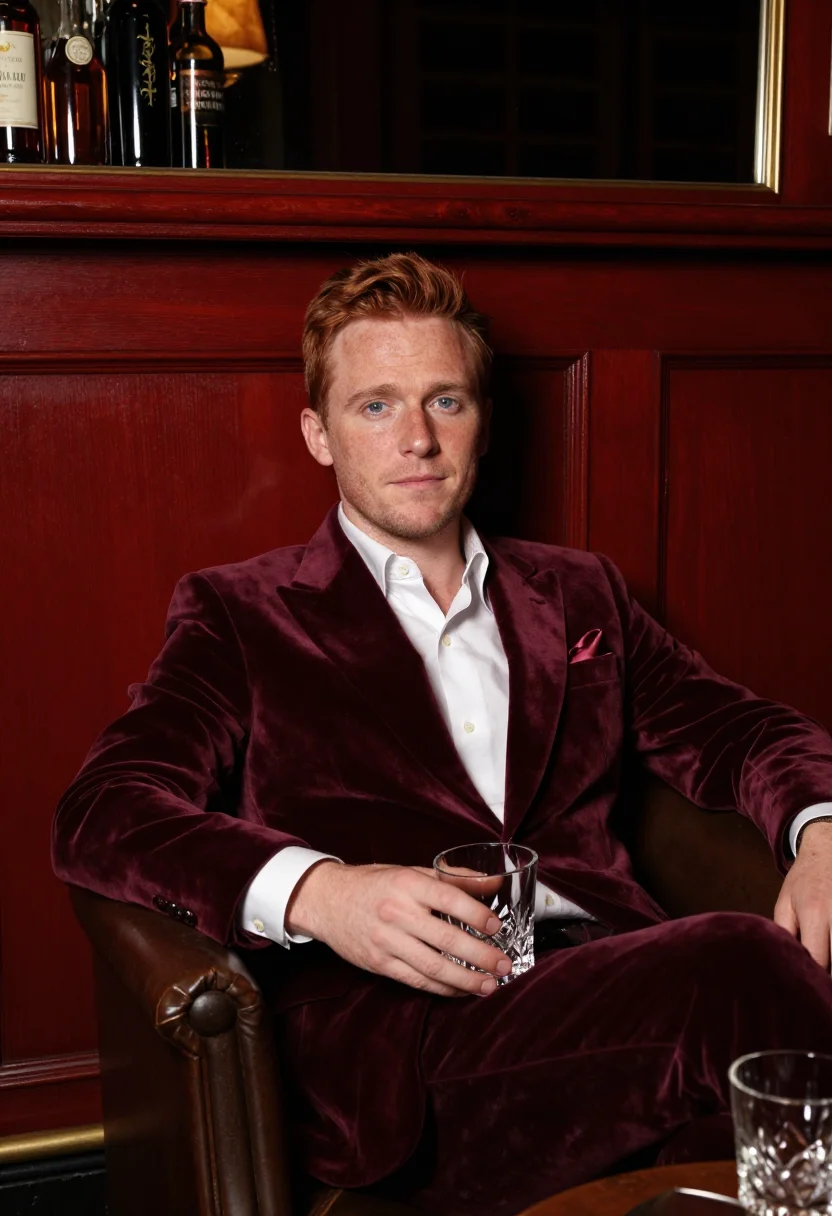 AI claridges sample — portrait of a man, in his thirties, with fair freckled skin,