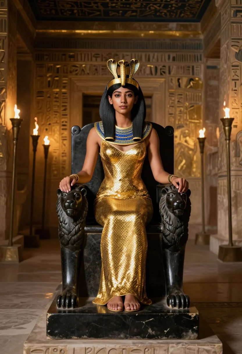 AI cleopatra sample — portrait of a woman, full-length portrait of a Mediterranean