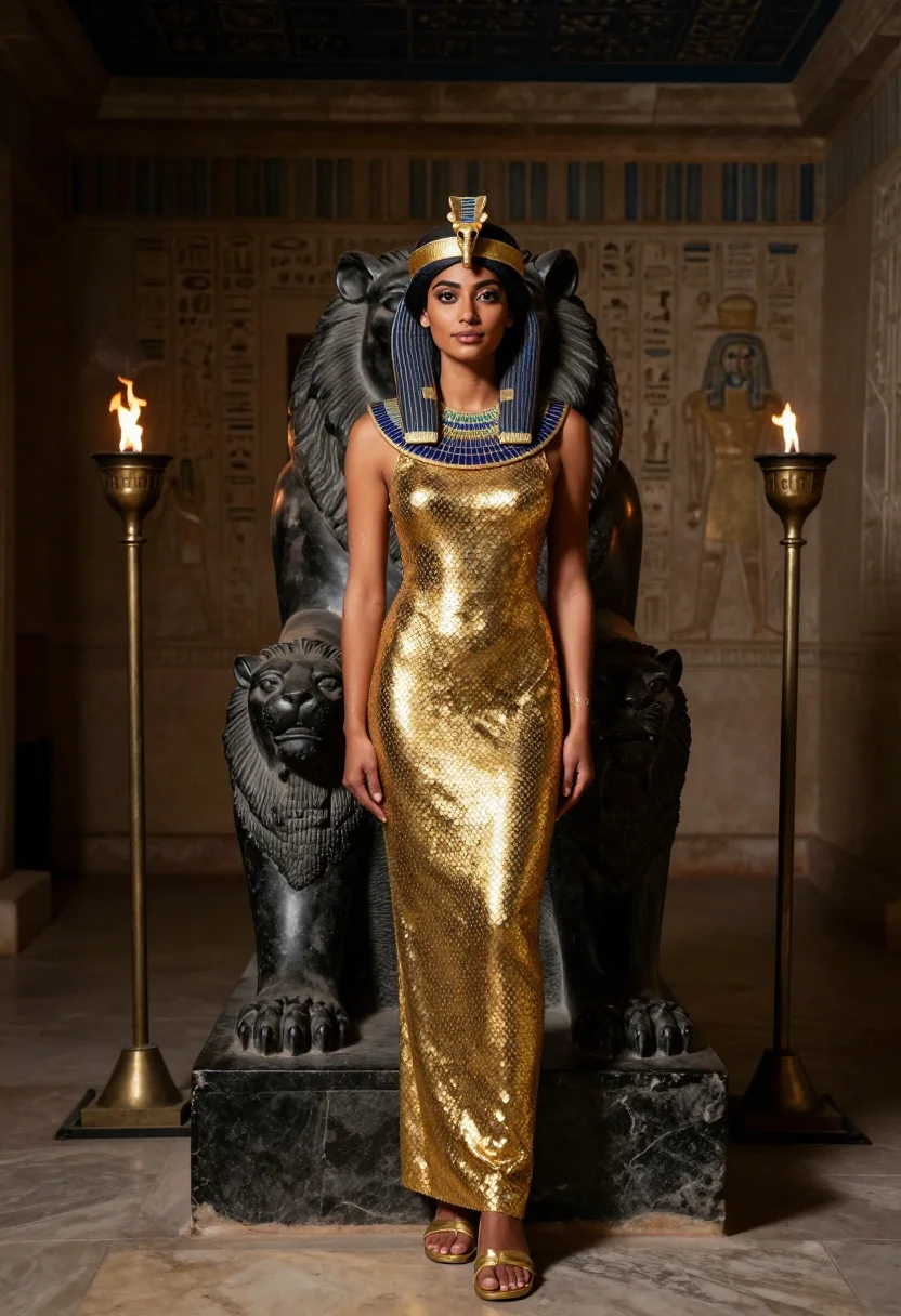 AI cleopatra sample — portrait of a woman, three-quarter-length portrait of a Medi