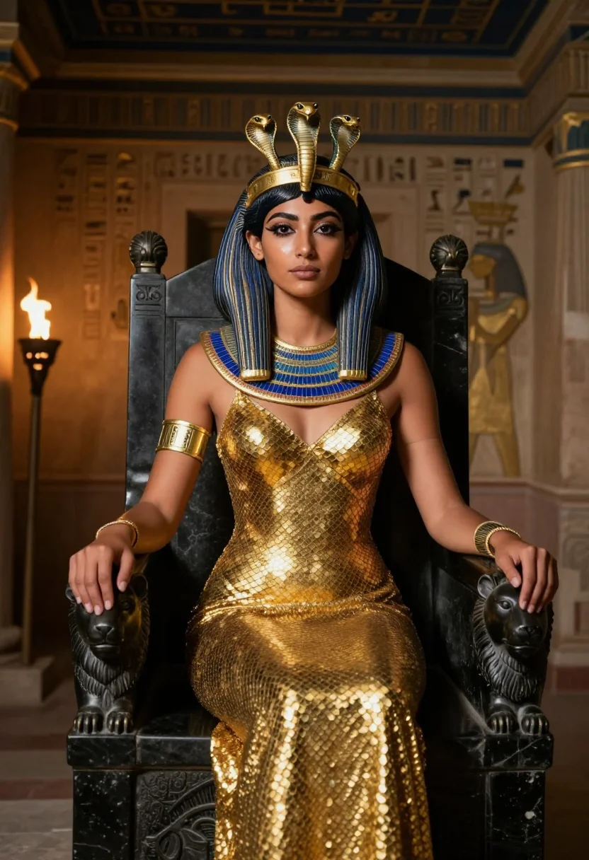 AI cleopatra sample — portrait of a woman, half-length portrait of a Mediterranean