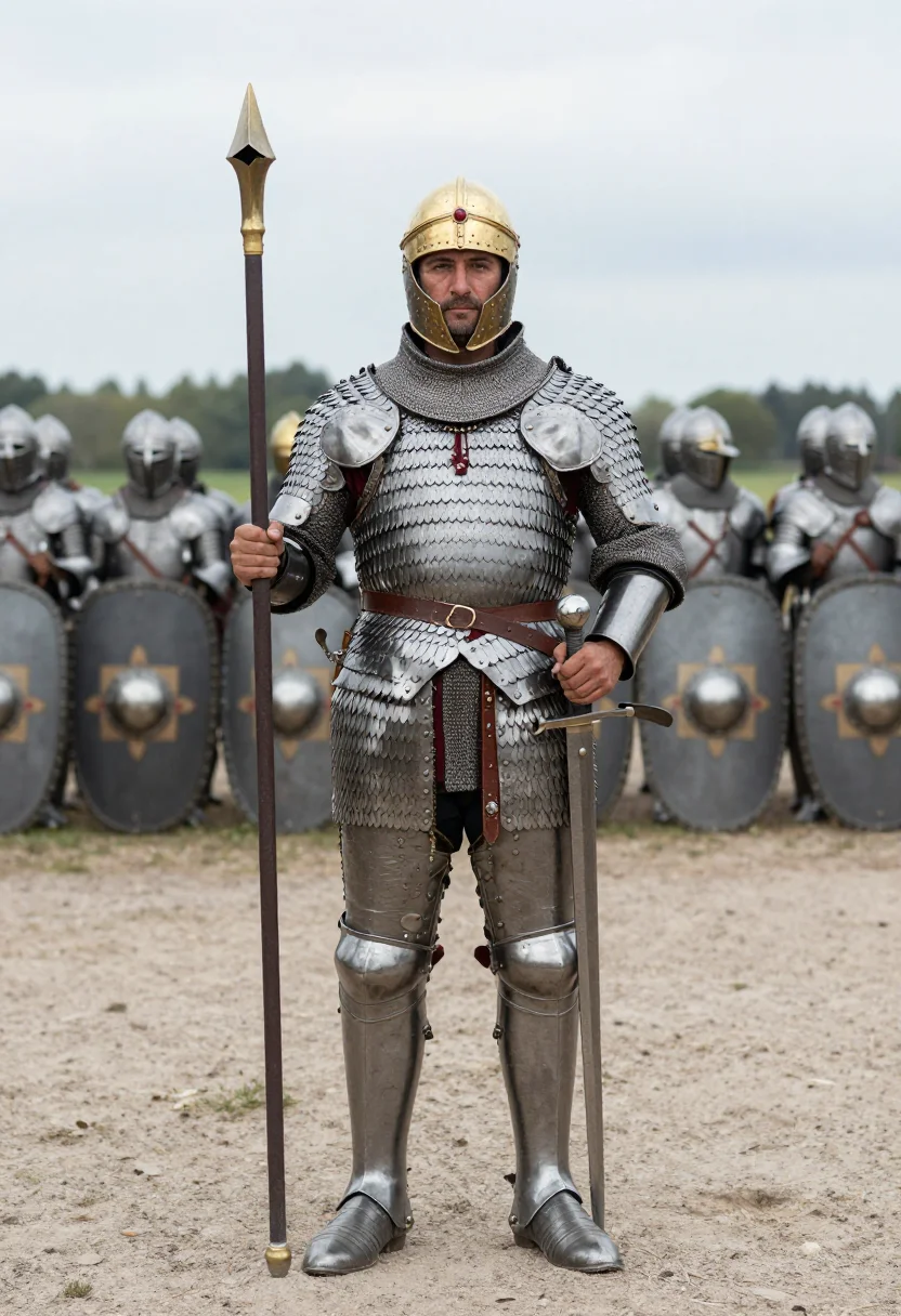 AI clibanarius sample — portrait of a man, full-length portrait of a Mediterranean m
