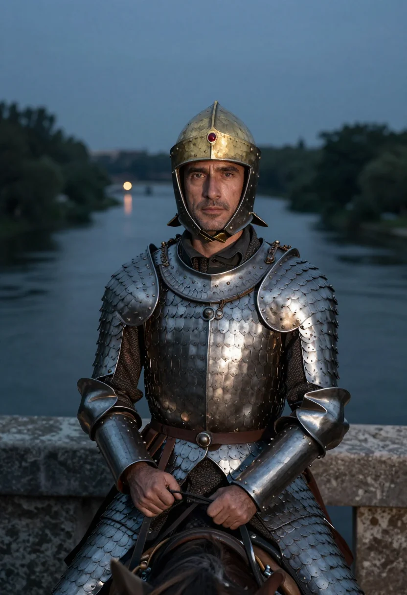 AI clibanarius sample — portrait of a man, chest-up portrait of a Mediterranean man