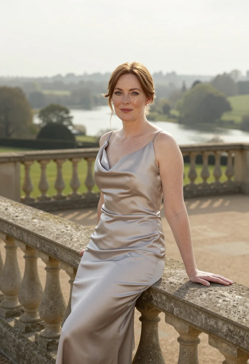 AI cliveden house thames terrace parterre sample — portrait of a woman, a hotel guest in her forties of Irish d
