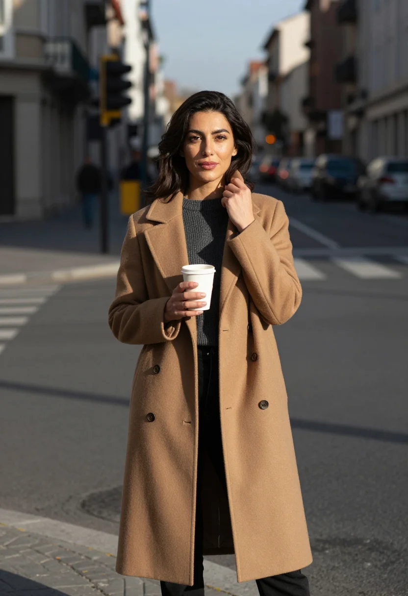 AI coffee walk sample — portrait of a woman, close half-length portrait of a Mediter