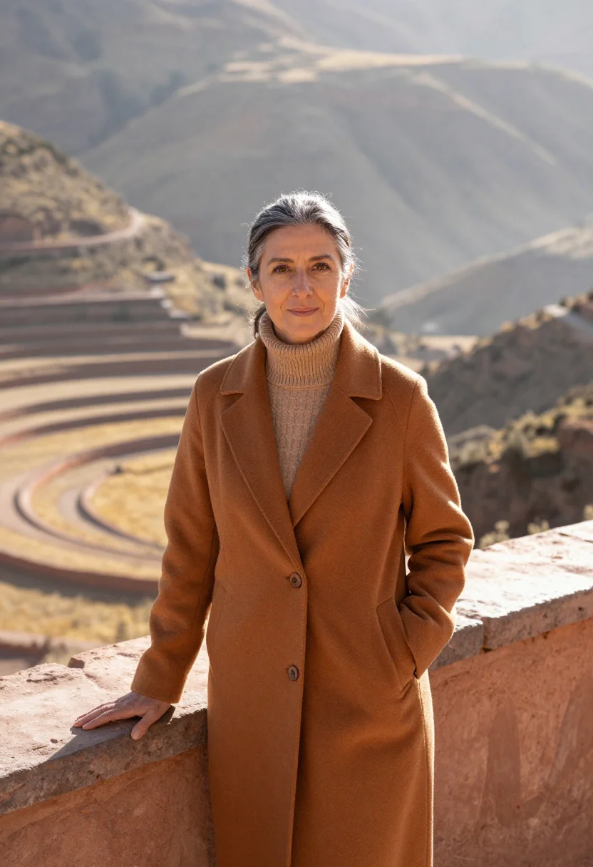 AI colca canyon biologist condor ochre terrace sample — portrait of a woman, a biologist in her fifties of Argentine