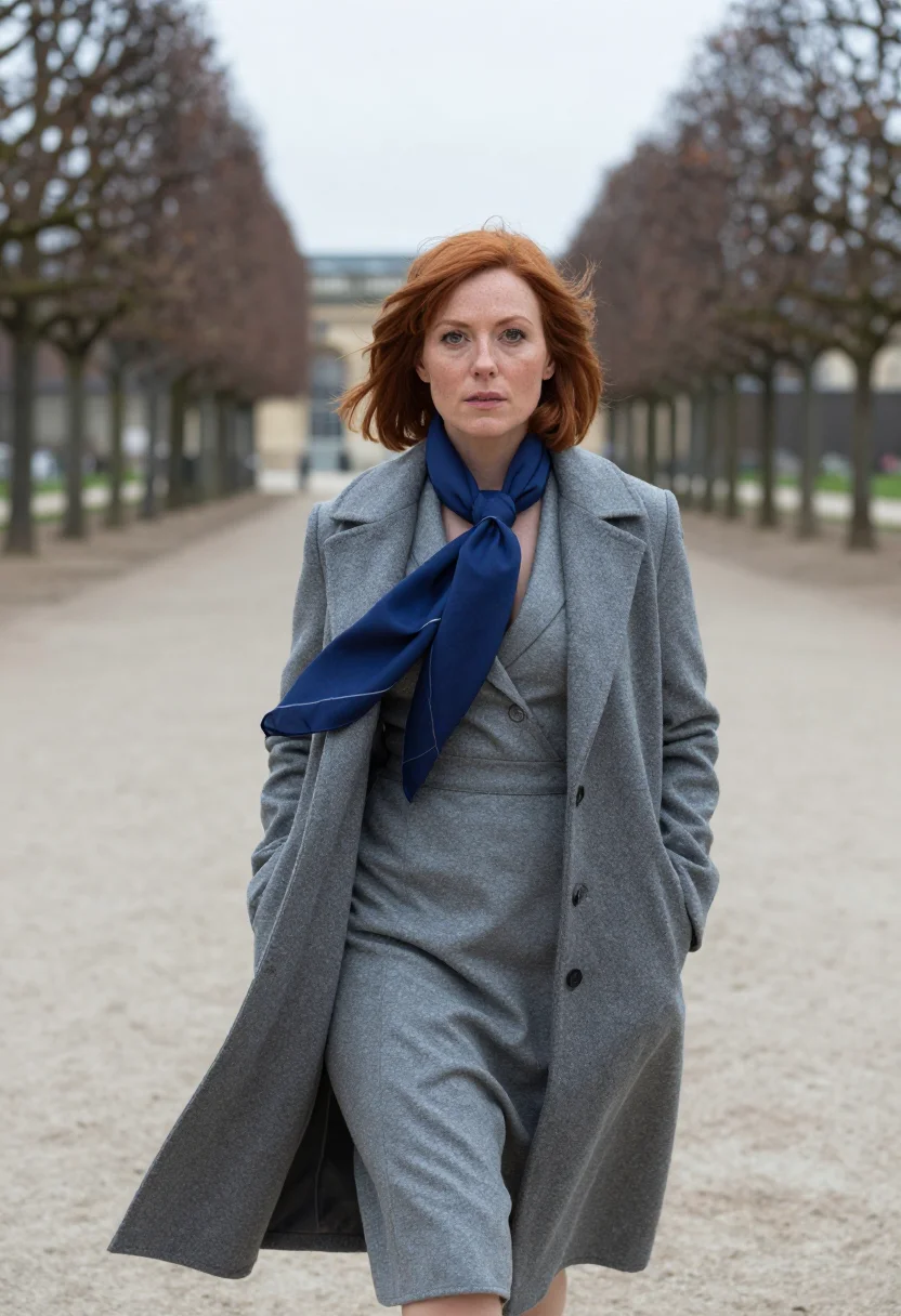 AI colette palais royal arcades stone blue sample — portrait of a woman, framed half-length from the crown to th