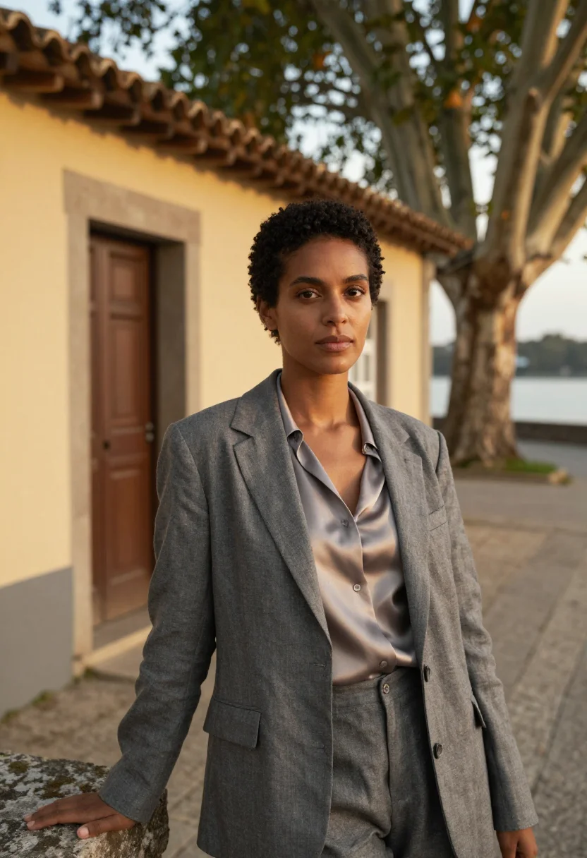 AI colonia del sacramento hotelier cobble sycamore sample — portrait of a woman, a hotelier in her early thirties with d