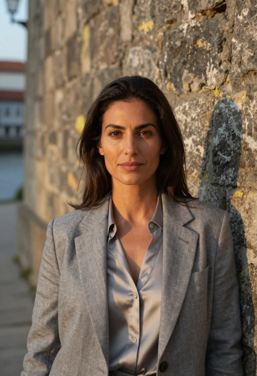 AI colonia del sacramento hotelier cobble sycamore sample — portrait of a woman, a hotelier in her early forties with ol