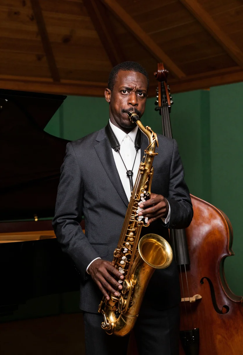 Example portrait from the AI Coltrane — Free Preview, Train Once